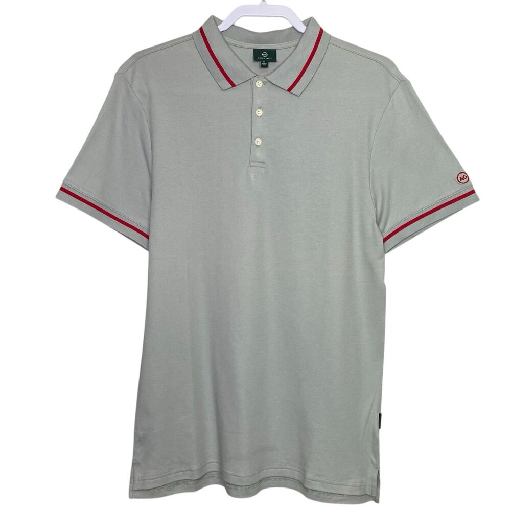 AG Adriano Goldschmied Polo Shirt Mens Medium Gray Red Short Sleeve Golf Preppy
